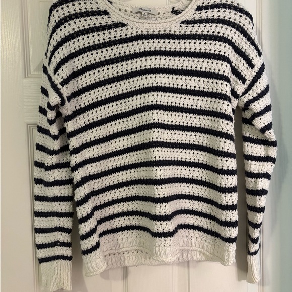 Madewell Sweaters - Madewell Black and White Striped Crew Neck Sweater